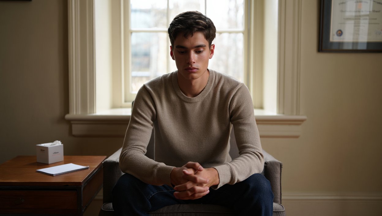 Мужчина сидит на диване